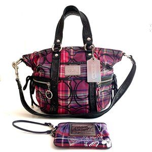 Coach 14371 Poppy Tartan Plaid Spotlight Glitter and Wristlet